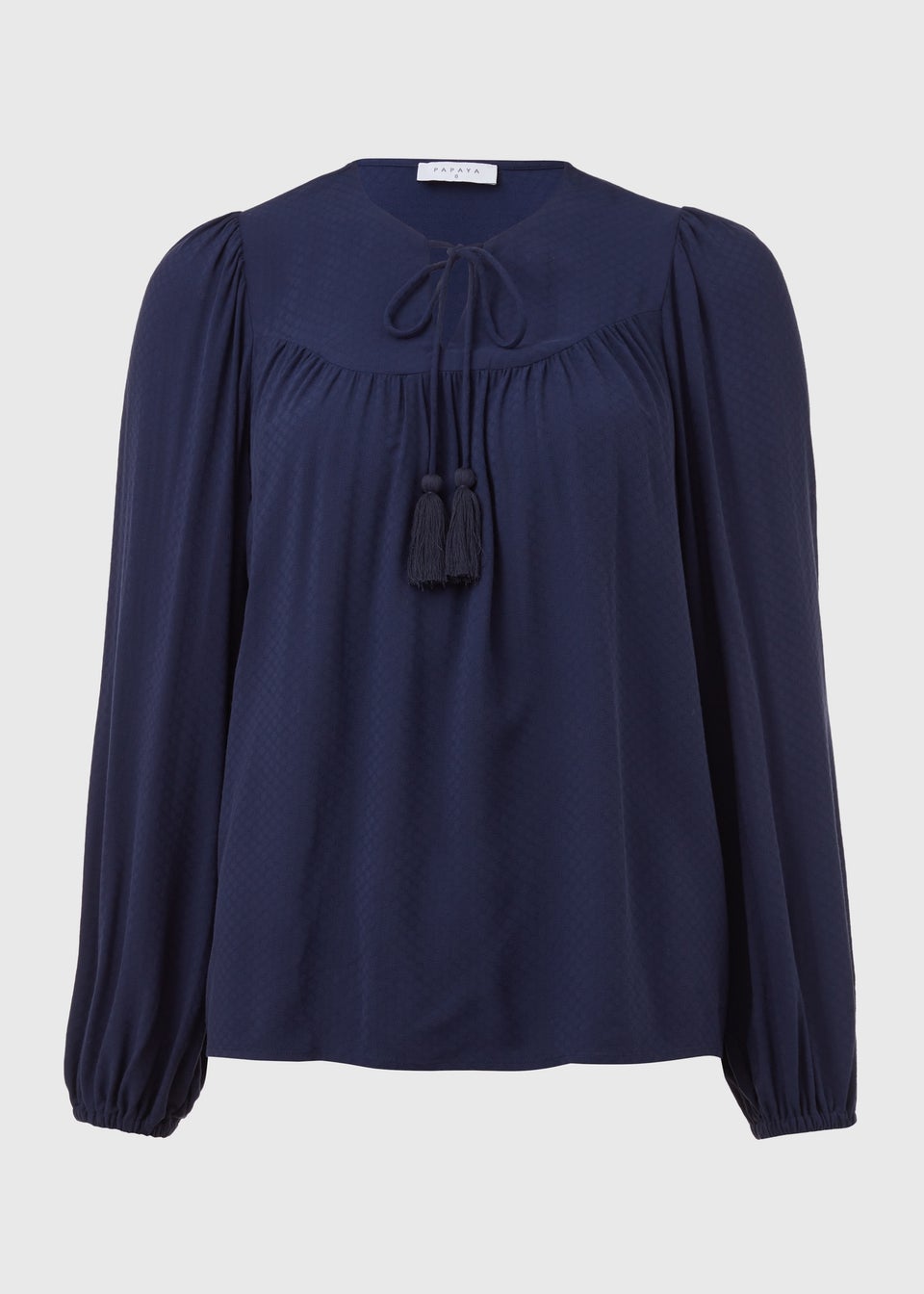 Navy Blue Boho Blouse With Tassels
