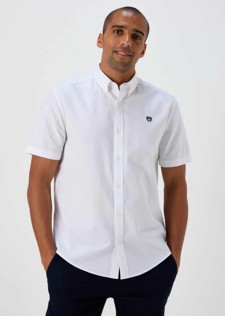 Solid White Casual Oxford Shirt