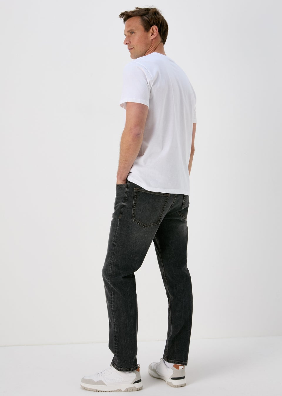 Black Tapered Washed Jeans