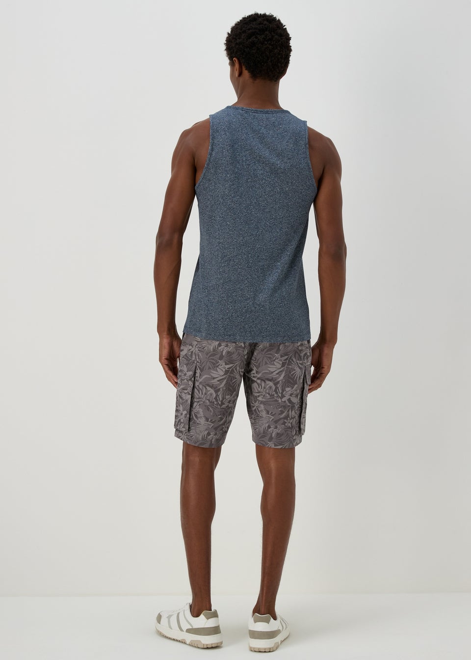Grey Basic Print Cargo Shorts