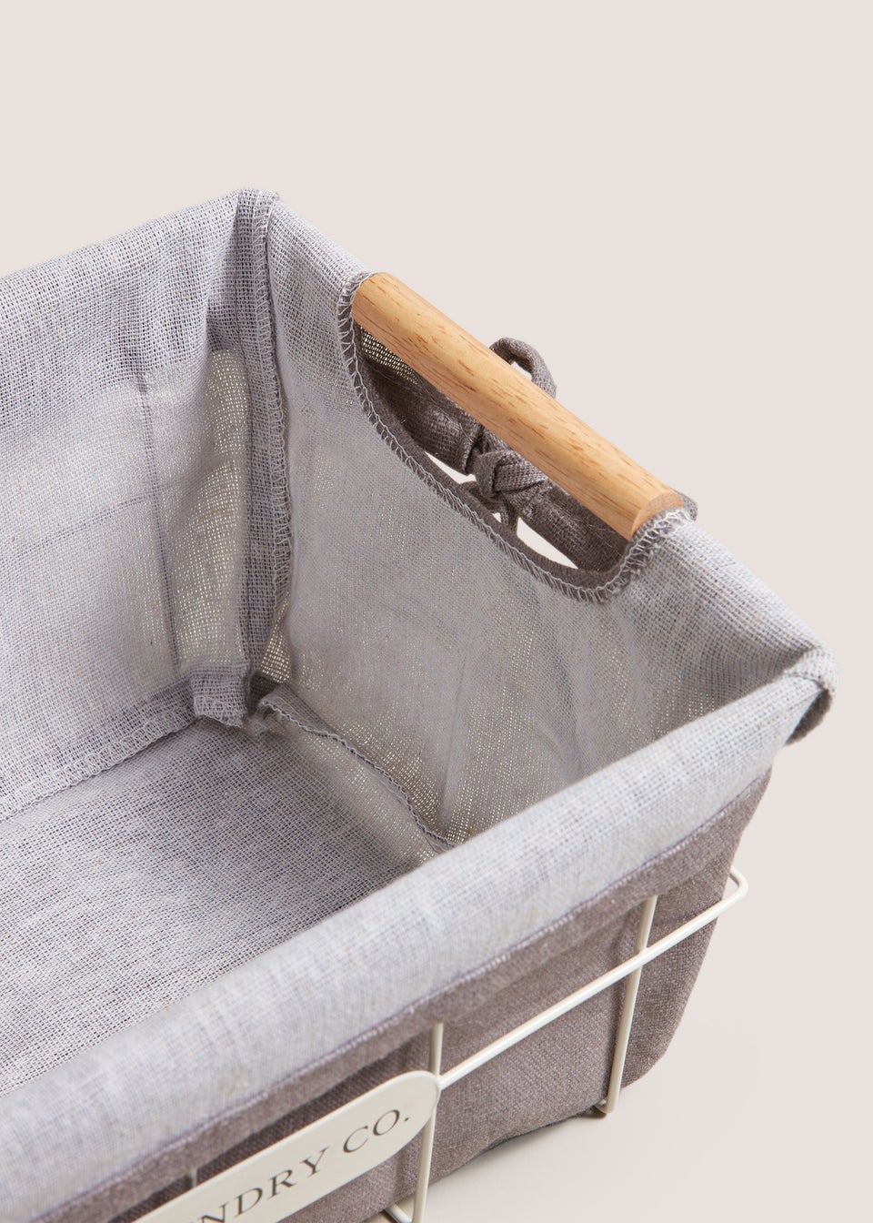 Laundry Co Grey Storage Fabric Wire Basket (32cm x 22cm x 14cm)