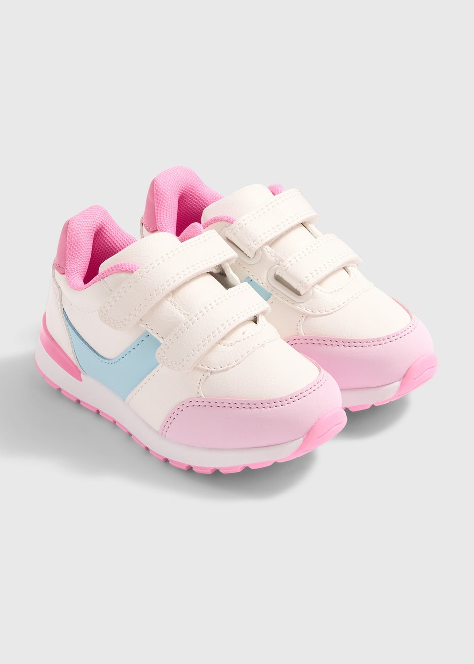 White Double Strap Retro Trainers (Younger 4-12)