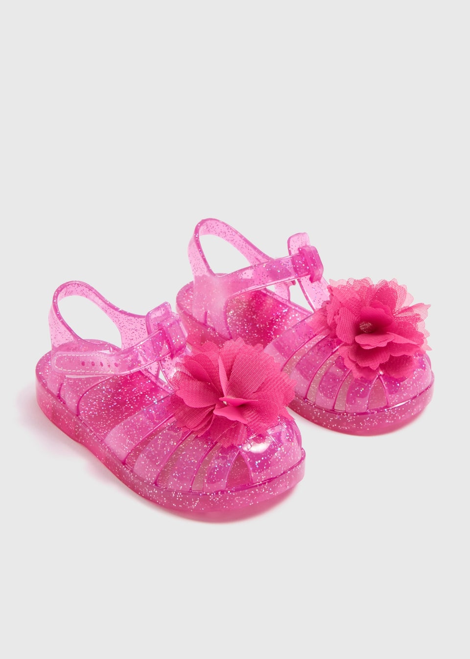 Girls Pink Corsage Glitter Jelly Sandals (Younger 4-12)