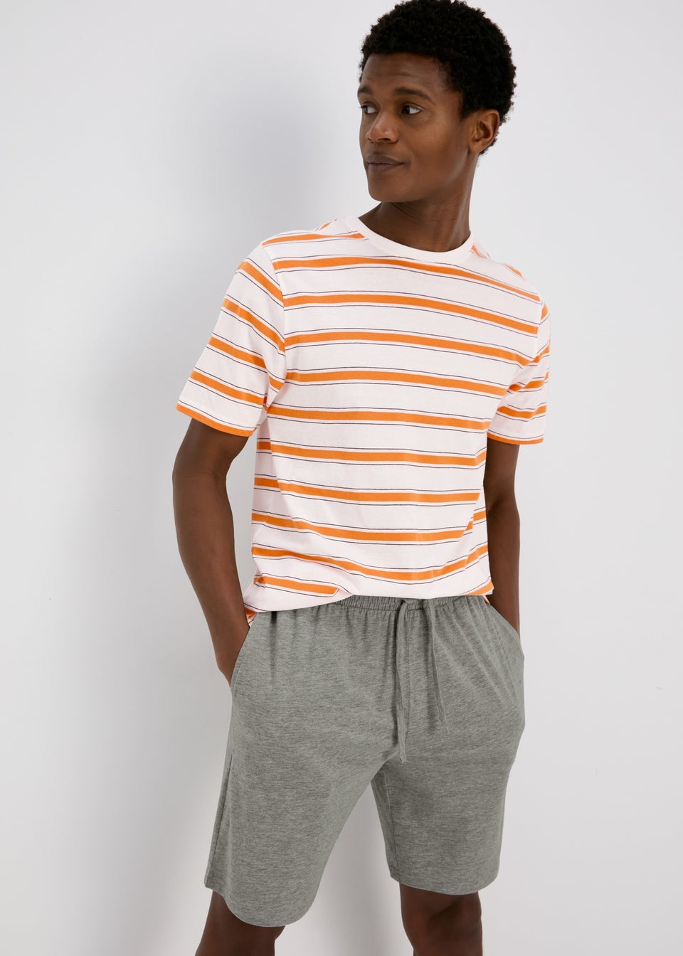 Orange Stripe Short Pyjama Set