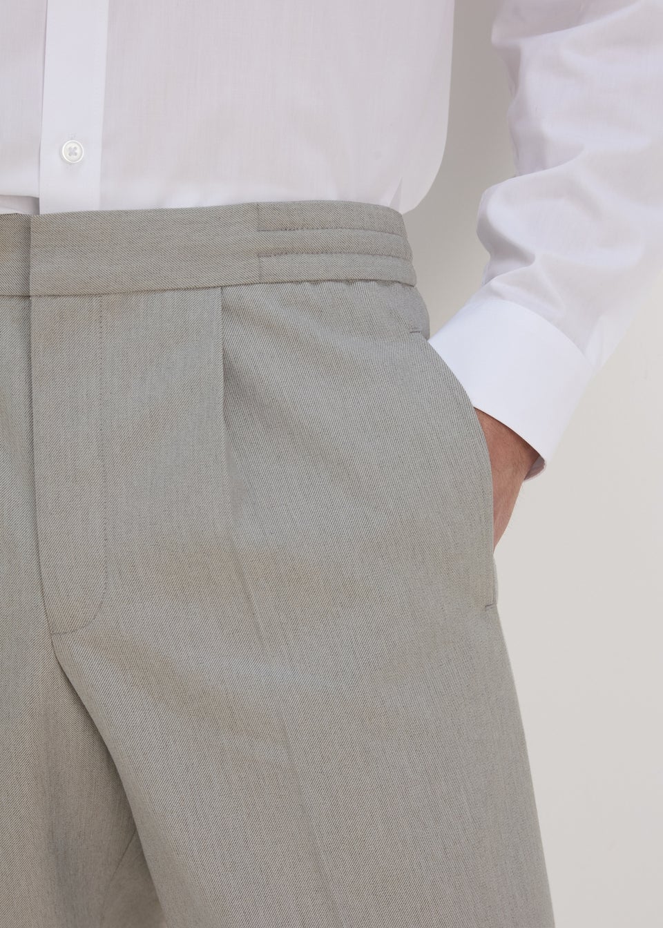 Taylor & Wright Grey Twill Pleated Trousers