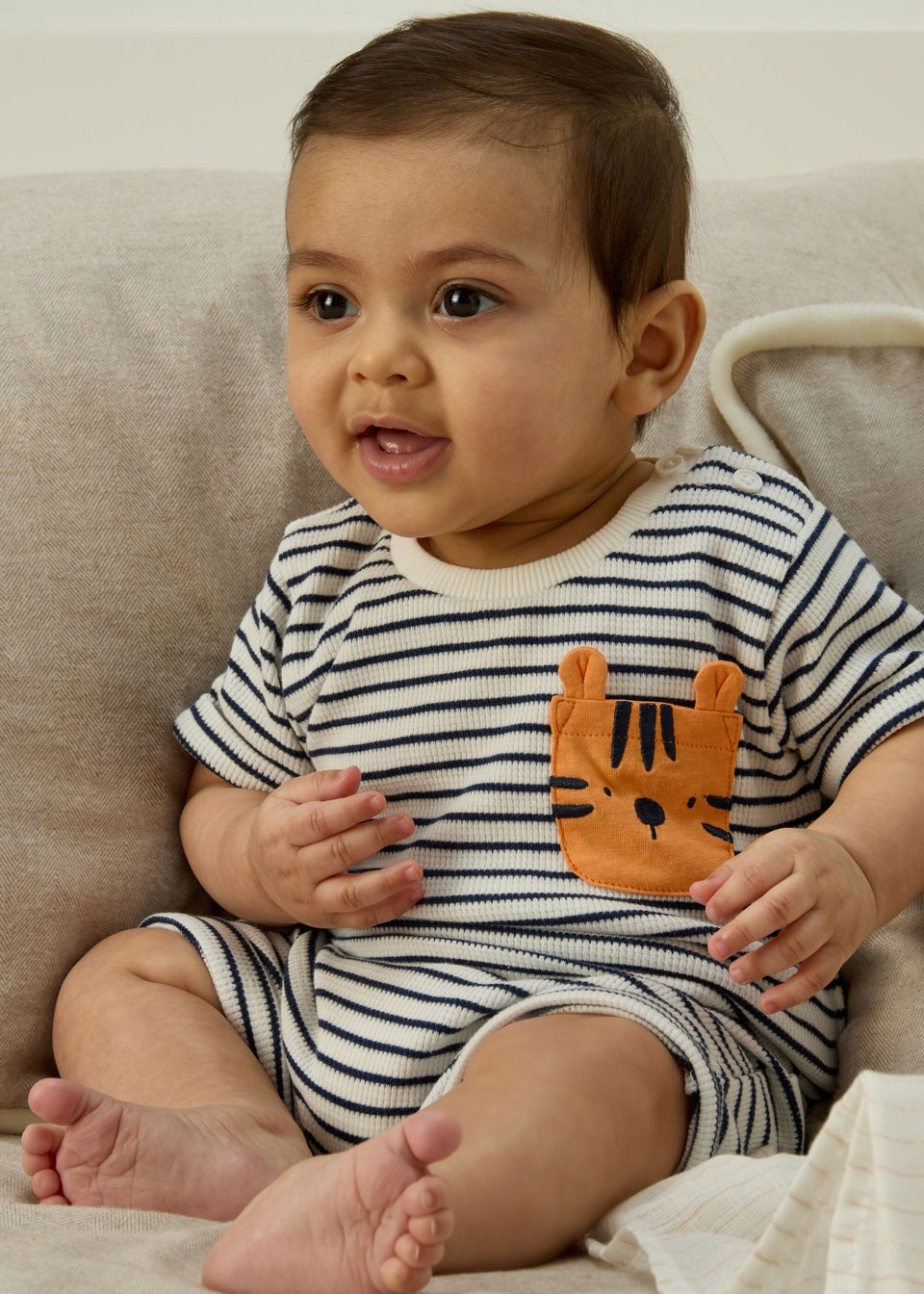 Baby Navy Stripe Tiger T-Shirt & Shorts Set (Newborn-23mths)