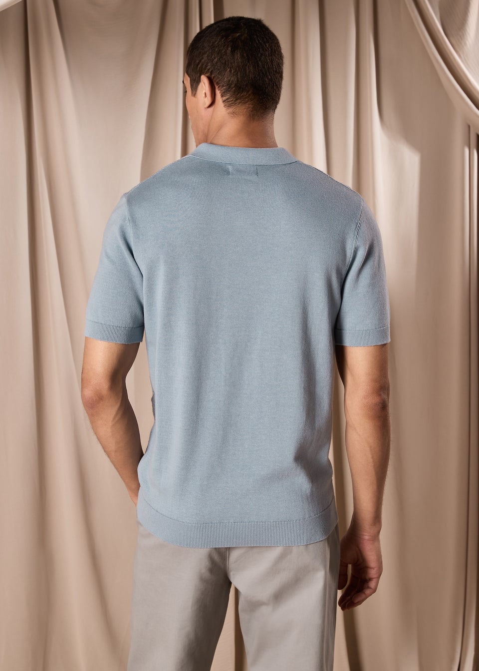 Blue Pointelle Smart Polo T-Shirt