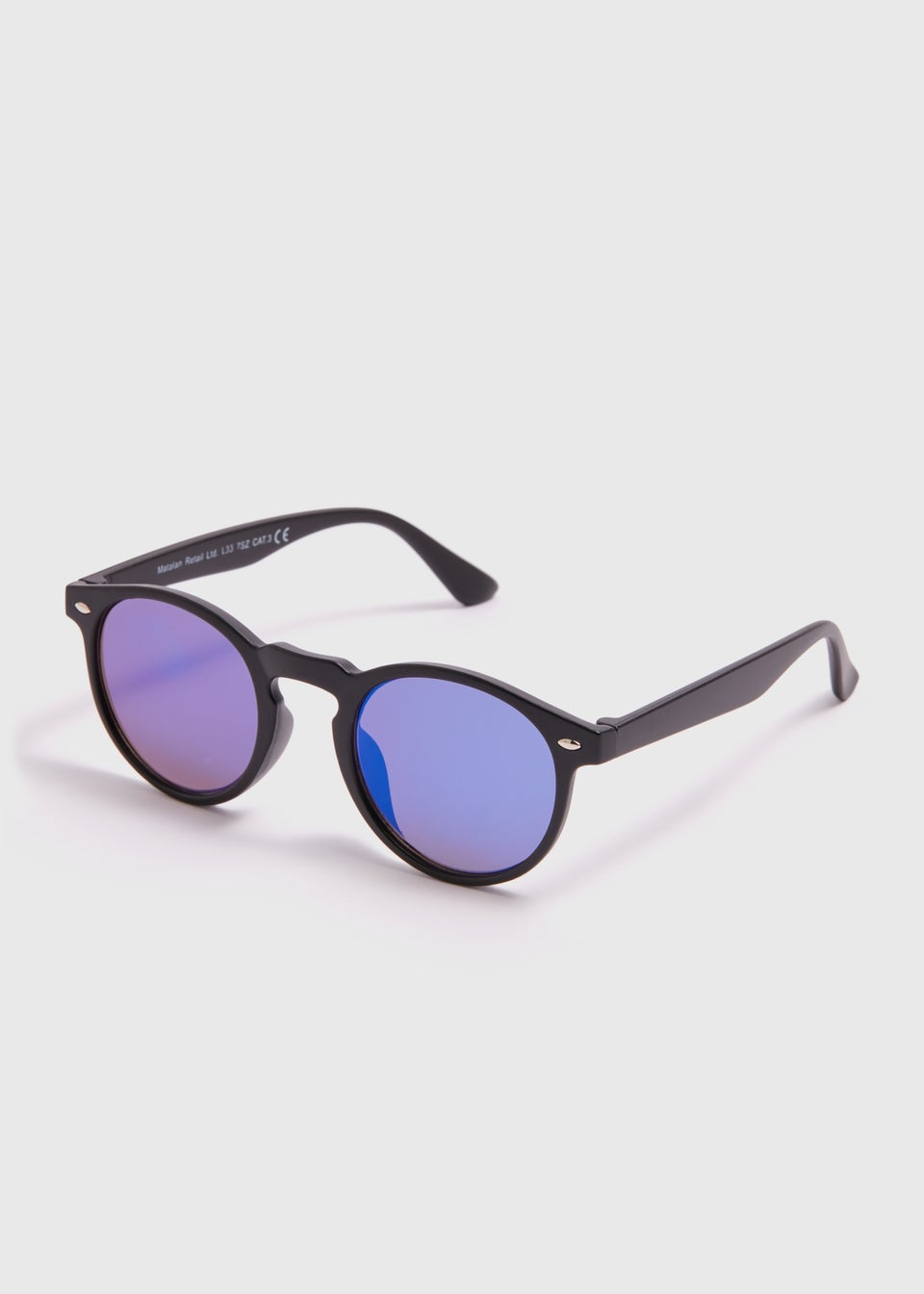 Kids Black & Blue Round Lens Sunglasses