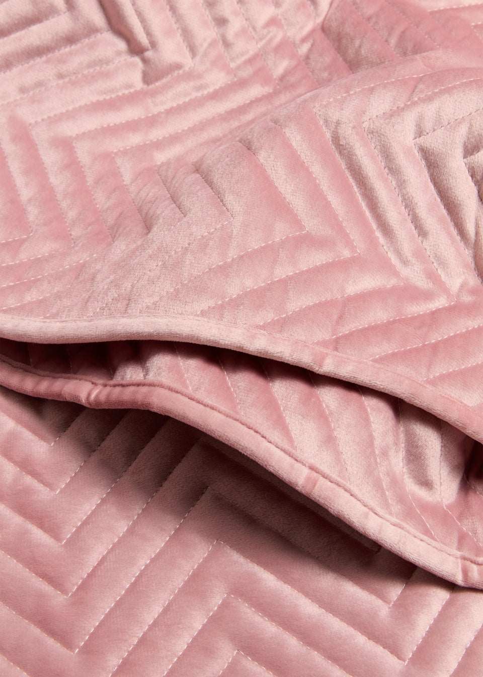 Pink Velvet Quilted Bedspread (235x235cm)
