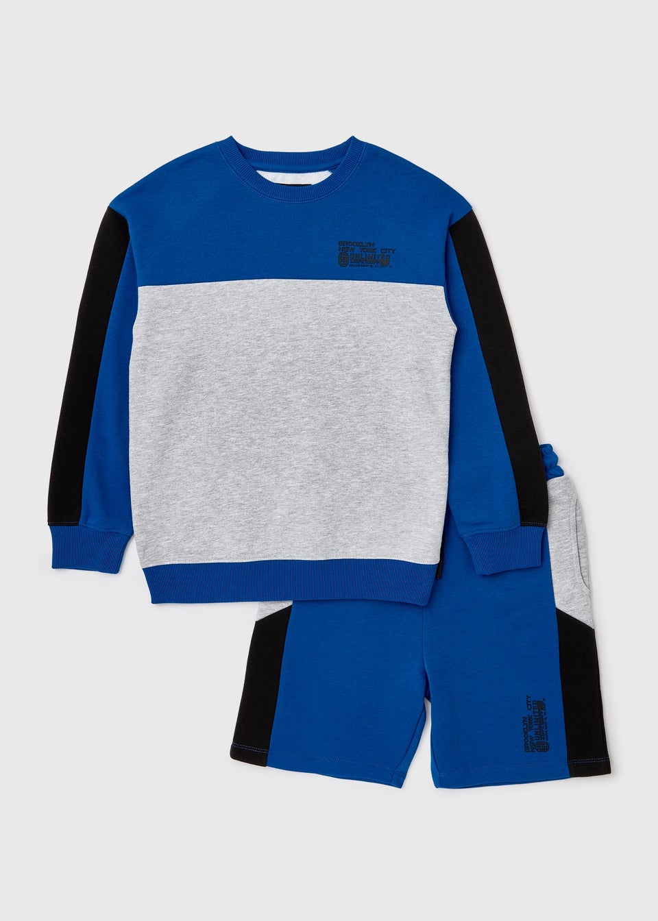 Boys Cobalt Cut & Sew Sweatshirt & Shorts Set (7-12yrs)
