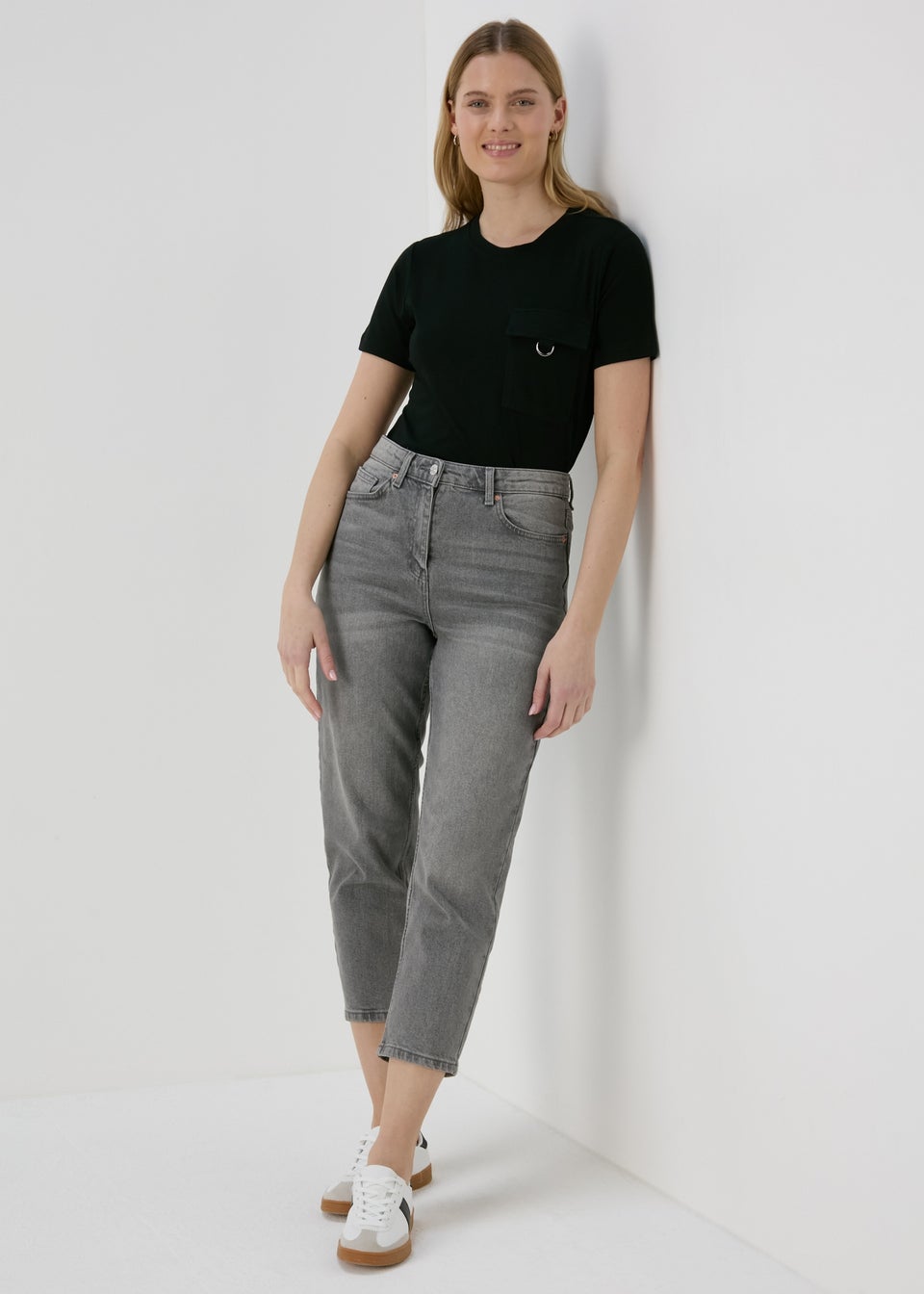 Grey Washed Mom Jeans