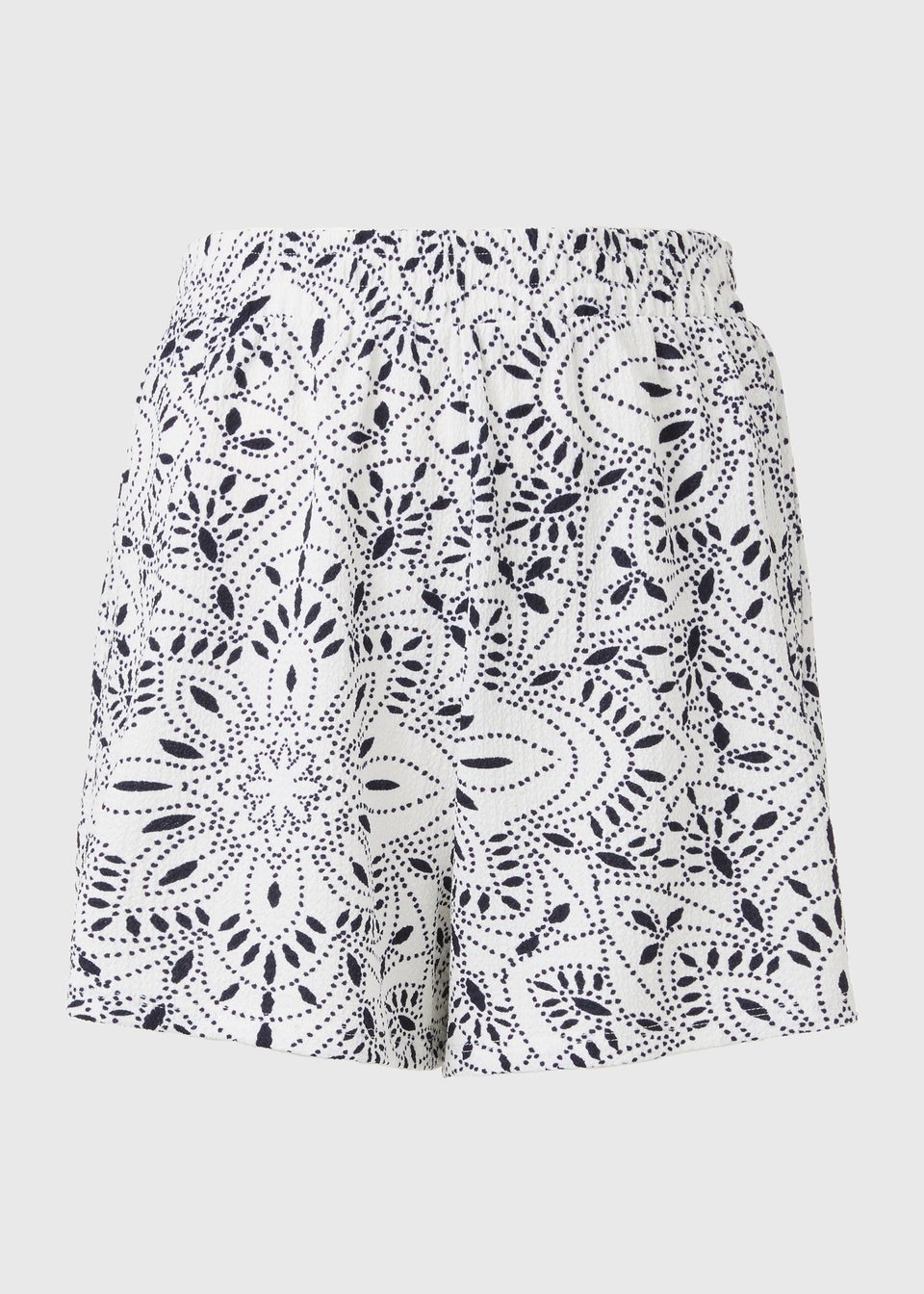White & Blue Floral Print Co Ord Shorts