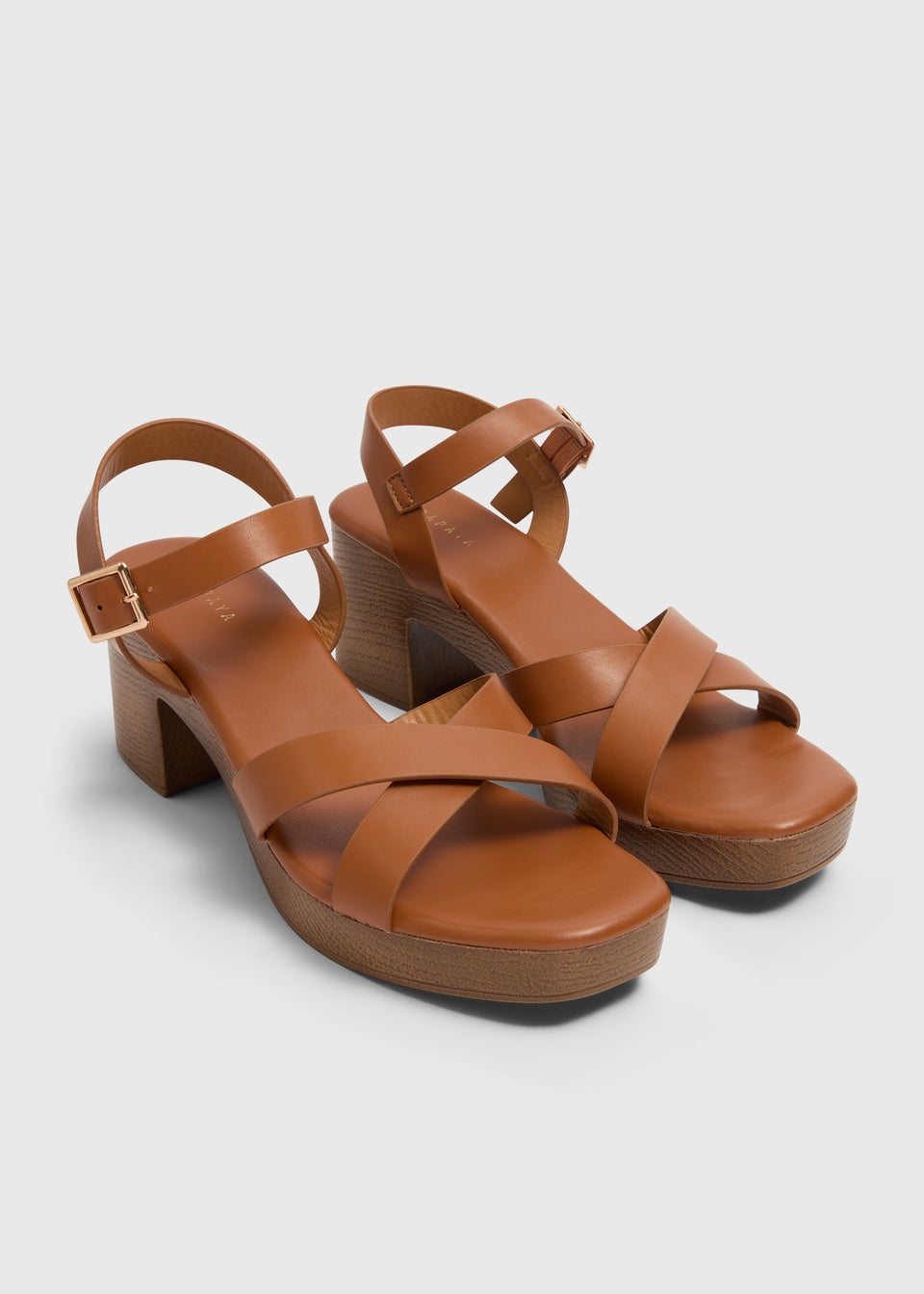 Tan Strappy Platform Sandals