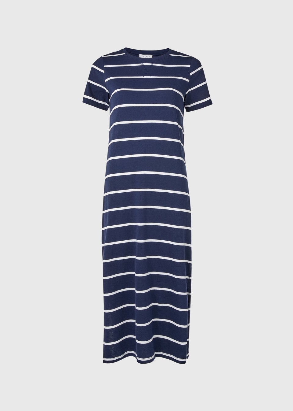 Navy Stripe Jersey Midi Dress