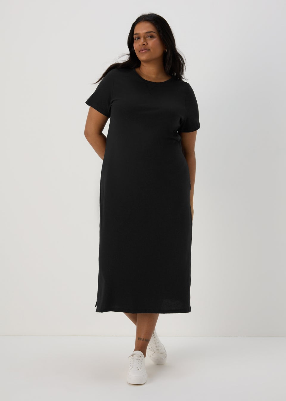 Black Jersey T-Shirt Midi Dress