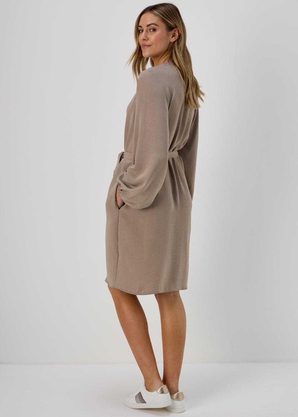 Taupe Belted Dress