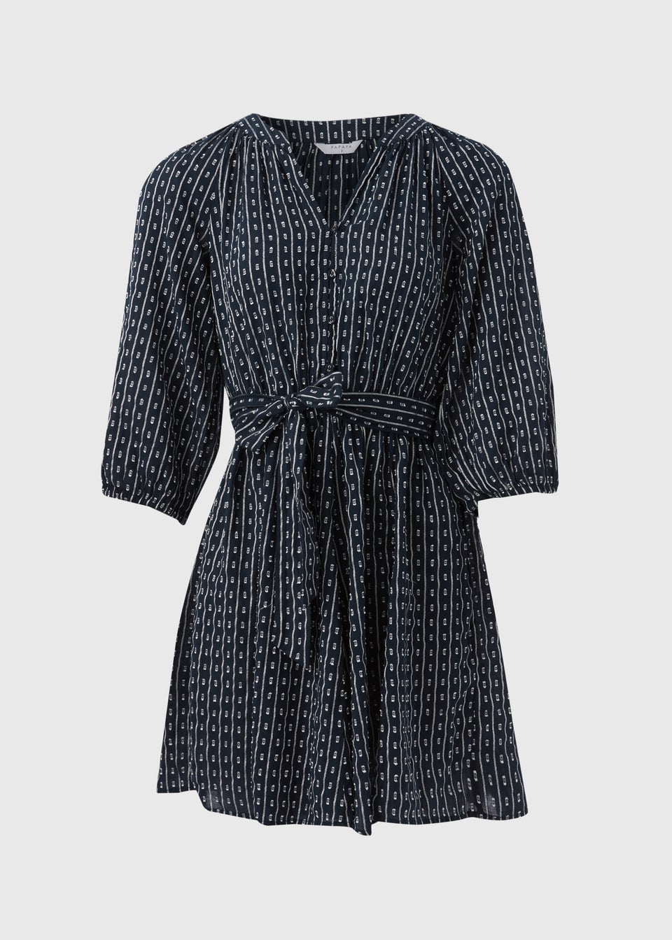 Blue Dobby Mini Shirt Dress