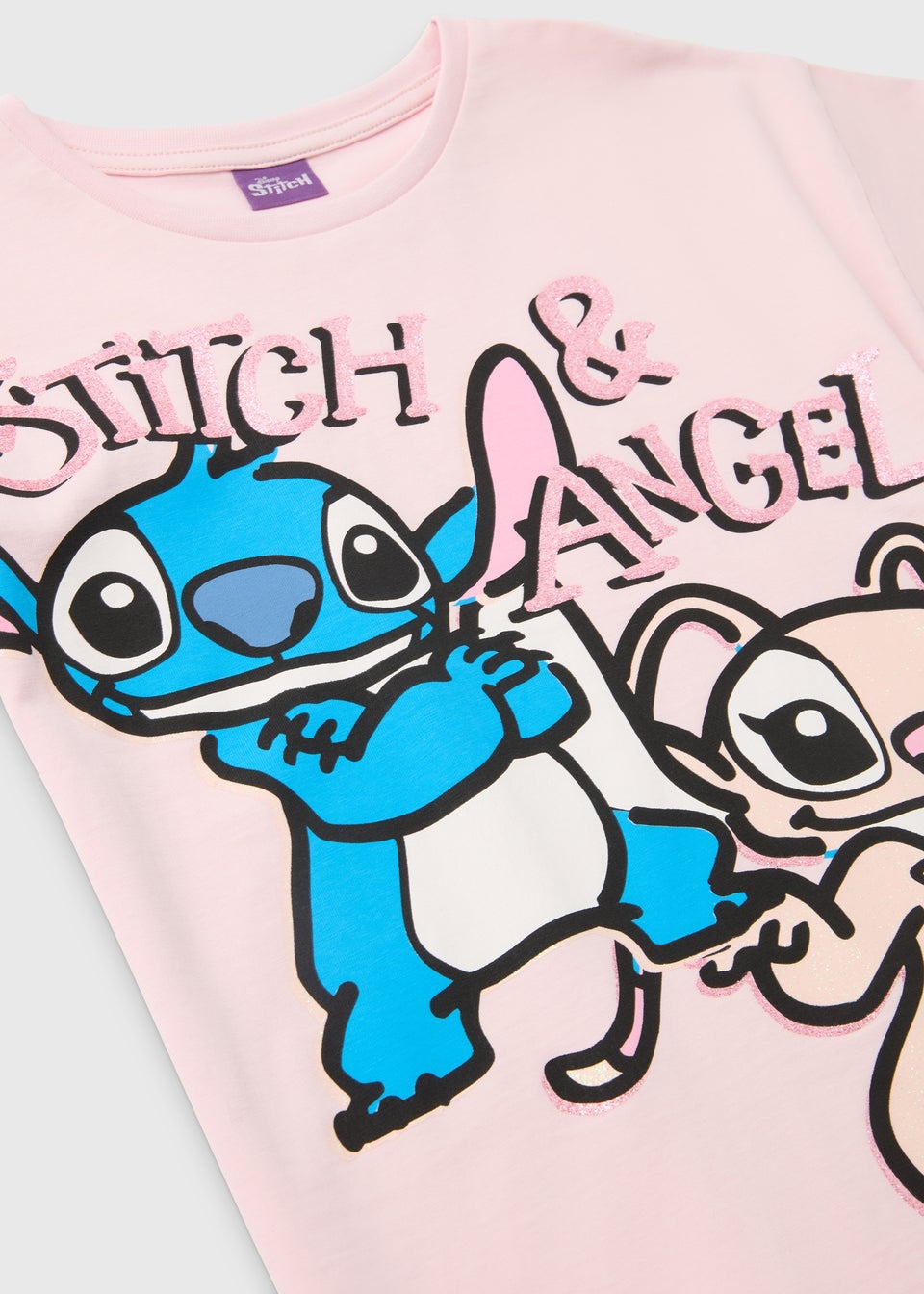 Disney Girls Pink Stitch & Angel Oversized T-Shirt (4-11yrs)