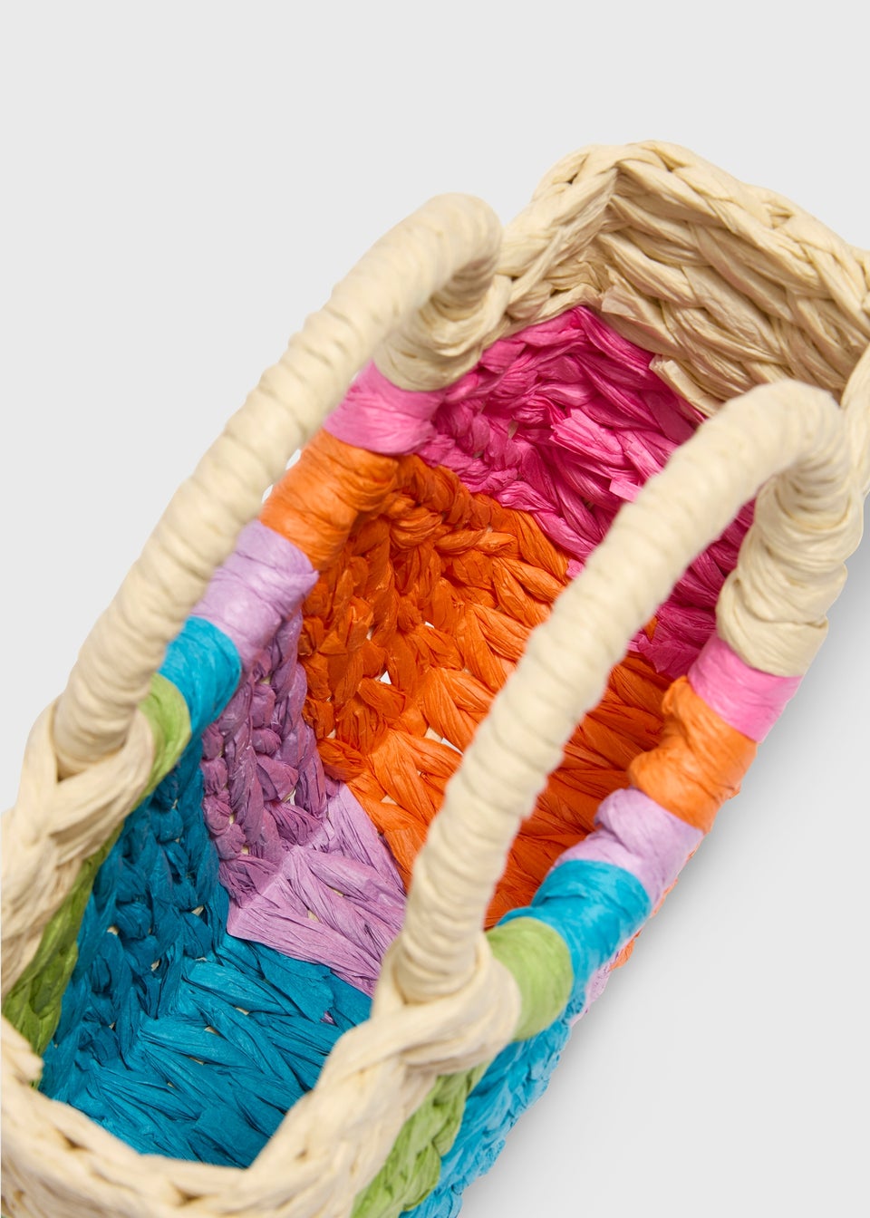 Multicoloured Round Handle Straw Bag