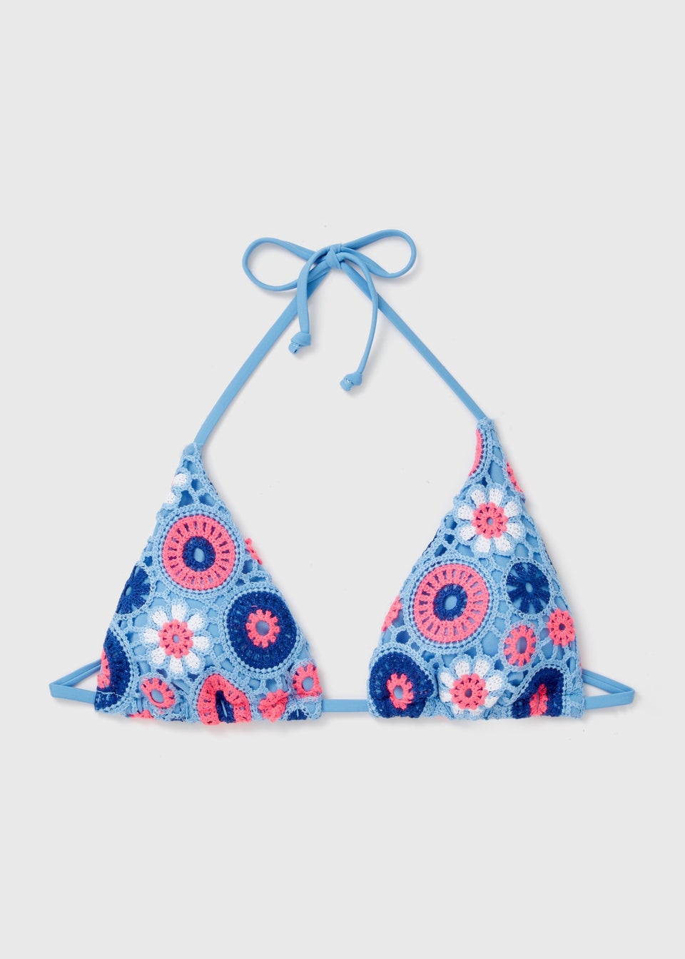 Blue Crochet Triangle Bikini Top