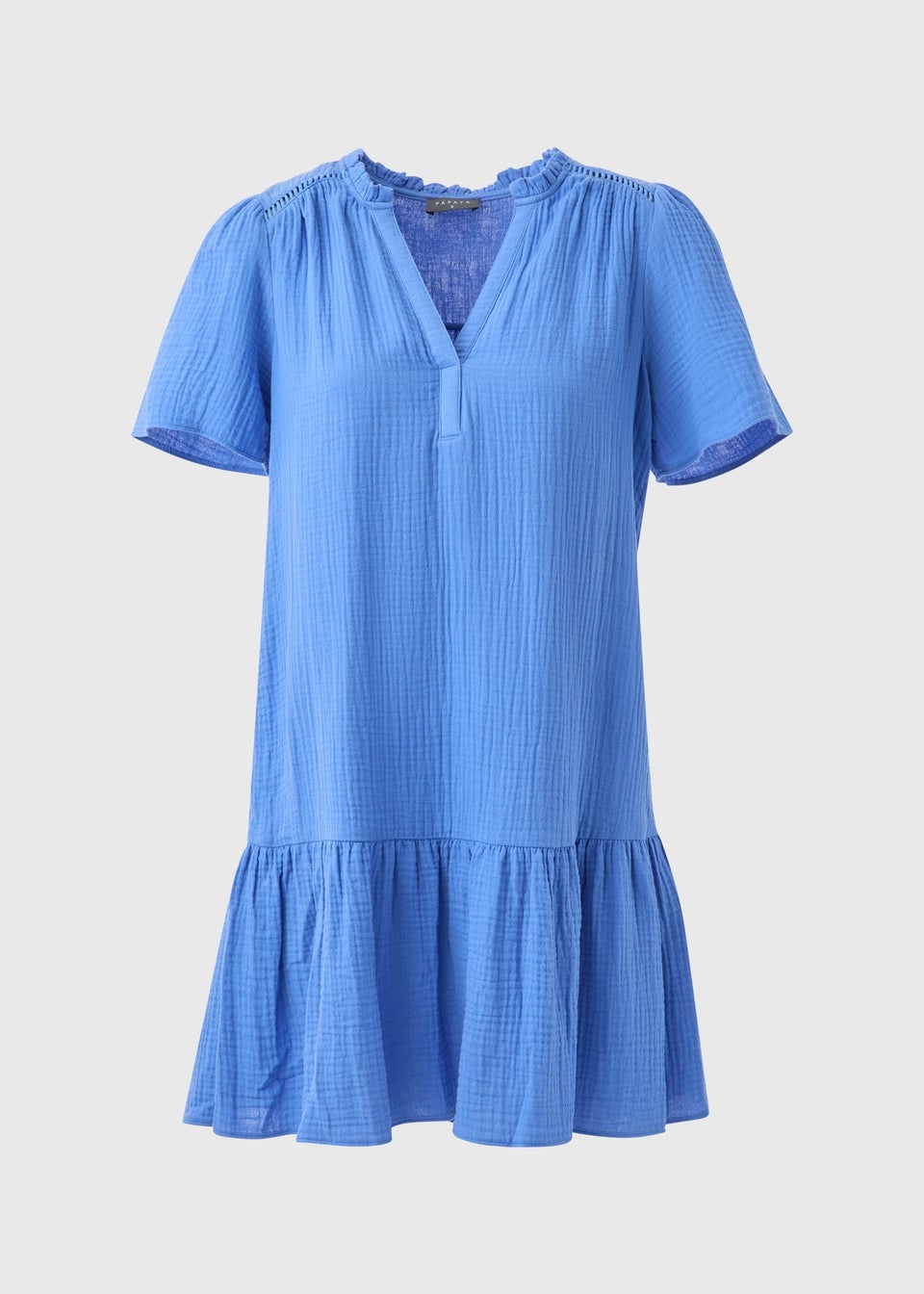 Blue Double Cloth Mini Dress