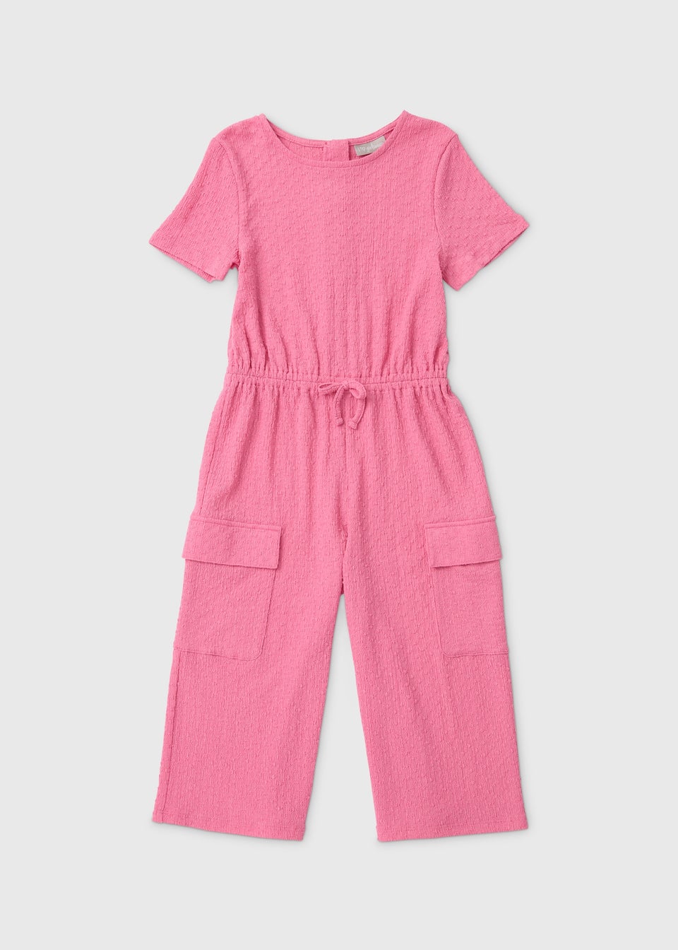 Girls Pink Cargo Pocket Crinkle Jumpsuit (7-13yrs)
