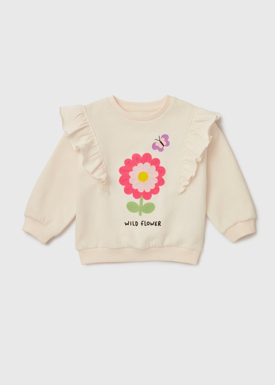 Girls Cream Crochet Flower Sweatshirt (1-7yrs)
