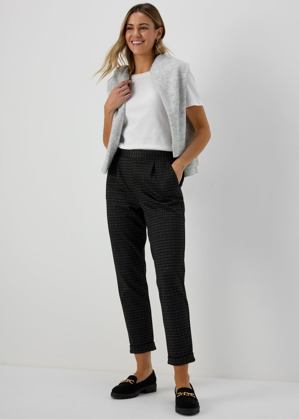 Grey Pull On Zig Zag Trousers