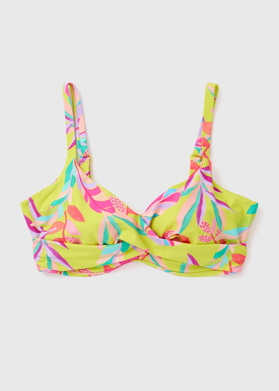 Multicolour Leaf Print Shapewear D+ Bikini Top