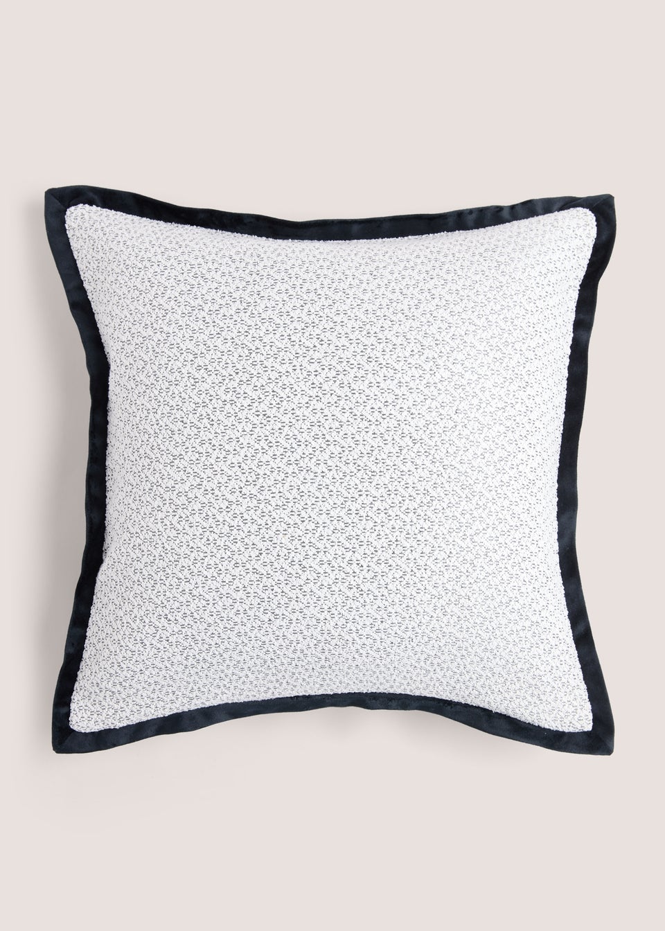 White Mono Oxford Edge Cushion (43cm x 43cm)