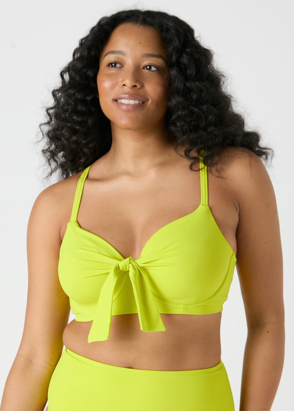 Lime Tie Front Shapewear D Bikini Top Matalan