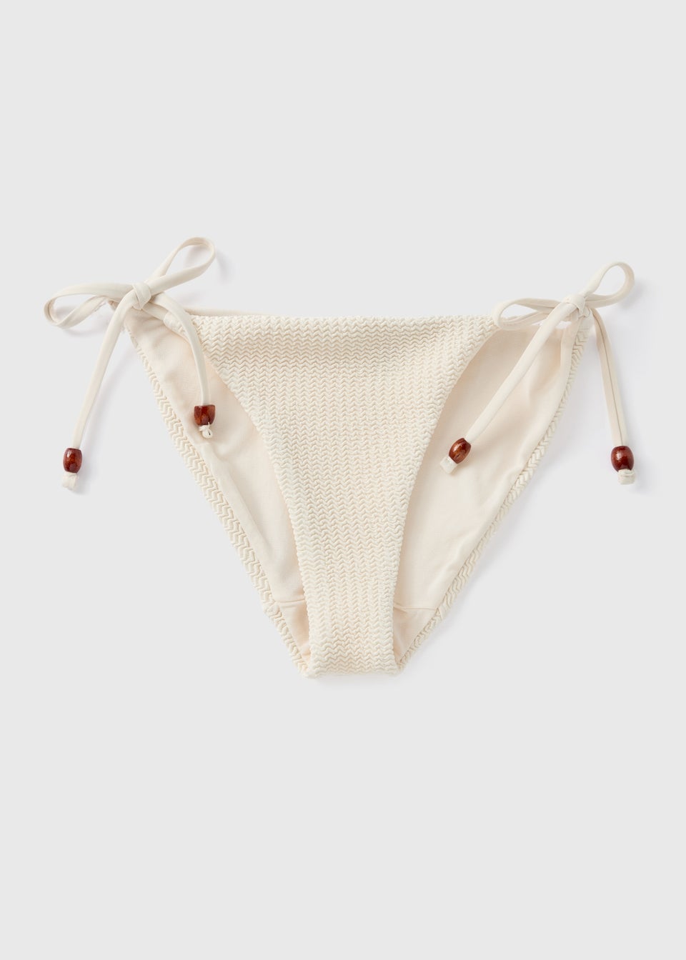 Cream Crochet Textured Bikini Bottoms
