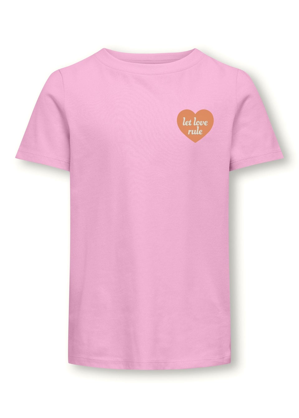 ONLY Girls Pink Love Rule Slogan Heart T-Shirt (5-14yrs)