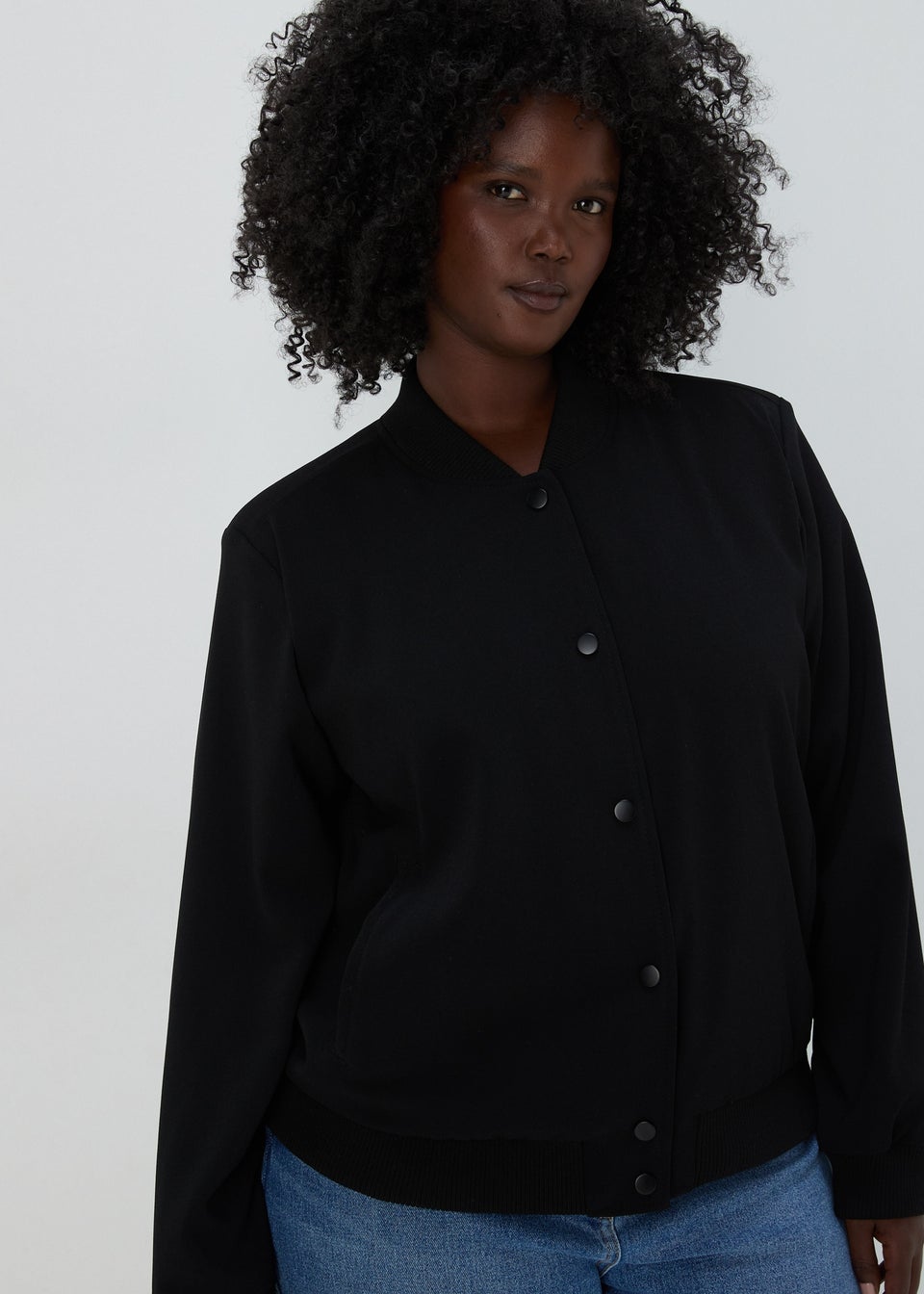 Et Vous Black Crepe Bomber Jacket