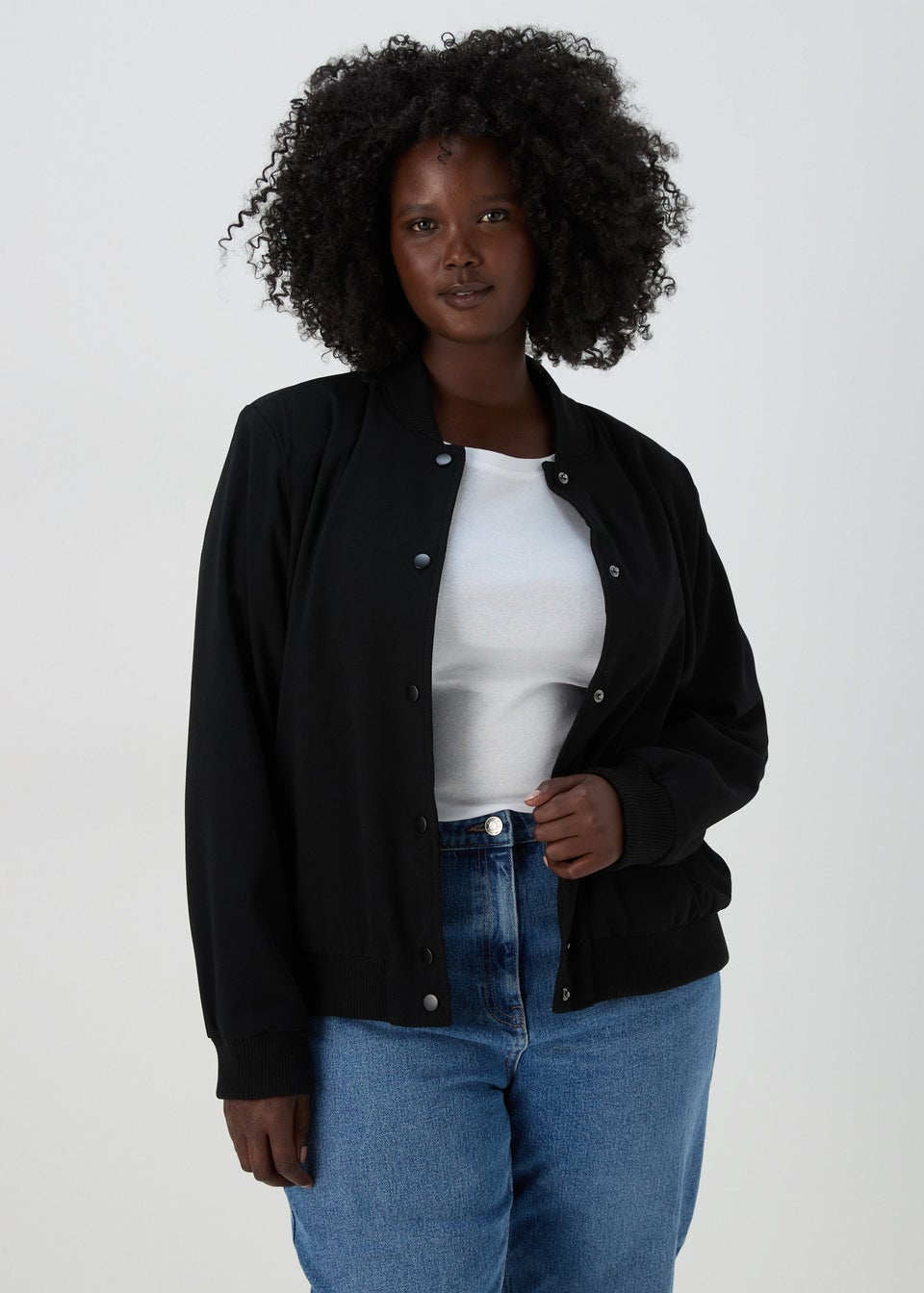 Et Vous Black Crepe Bomber Jacket Matalan