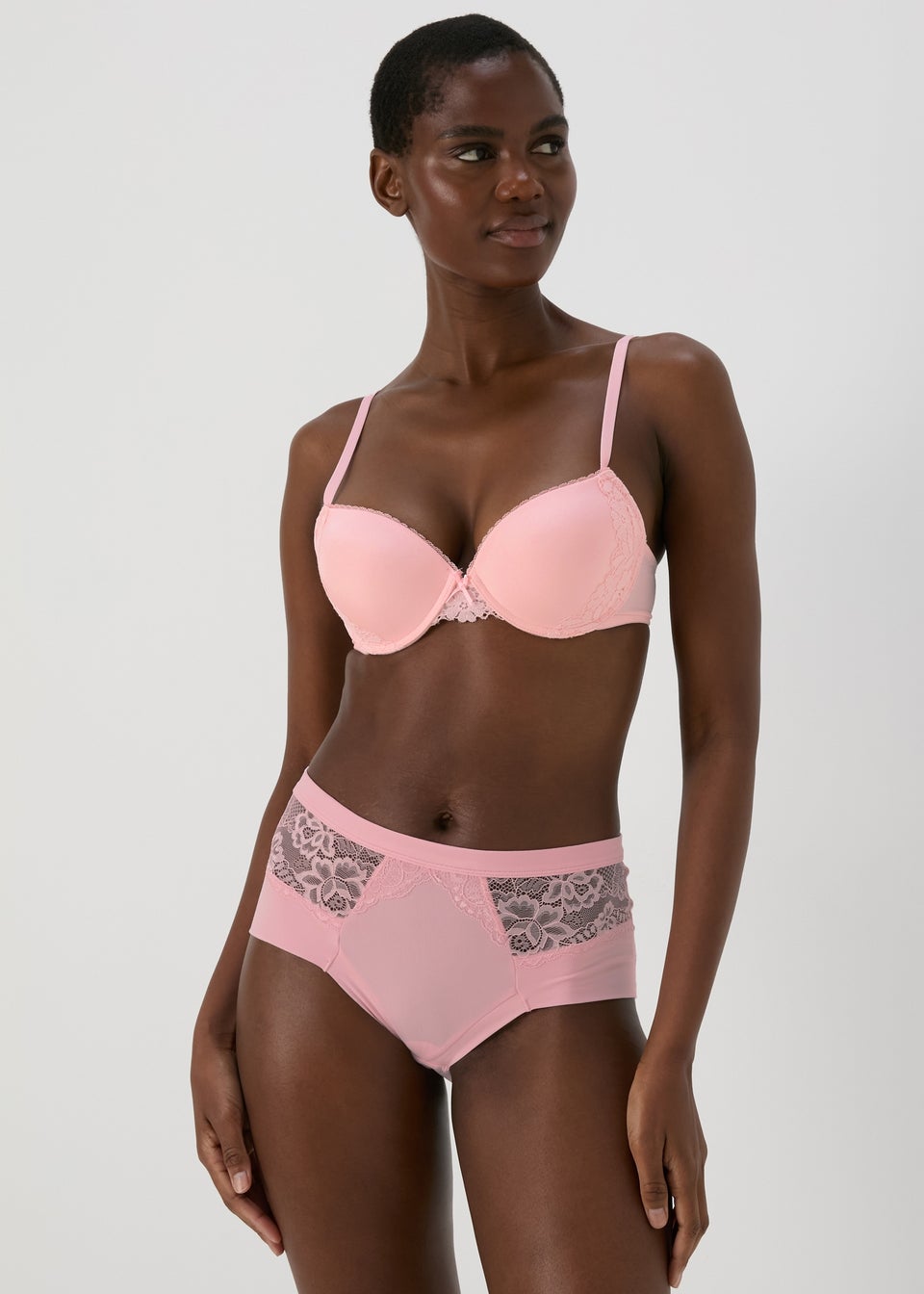 2 Pack Pink & White Lace Plunge Bra