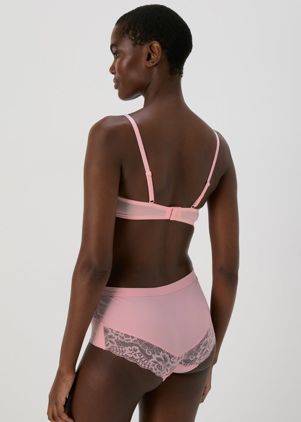 2 Pack Pink & White Lace Plunge Bra