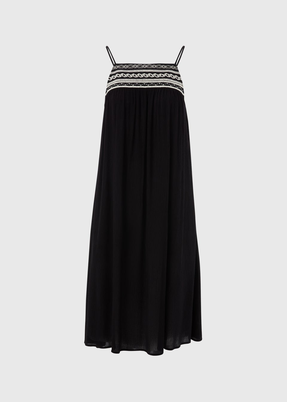Black Mono Crochet Midi Dress