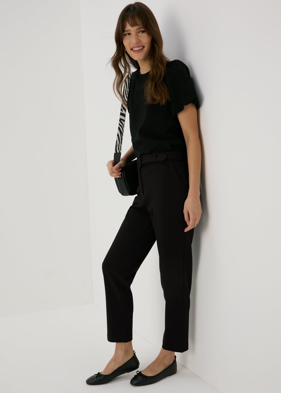 Et Vous Black Belted Ponte Tapered Trousers