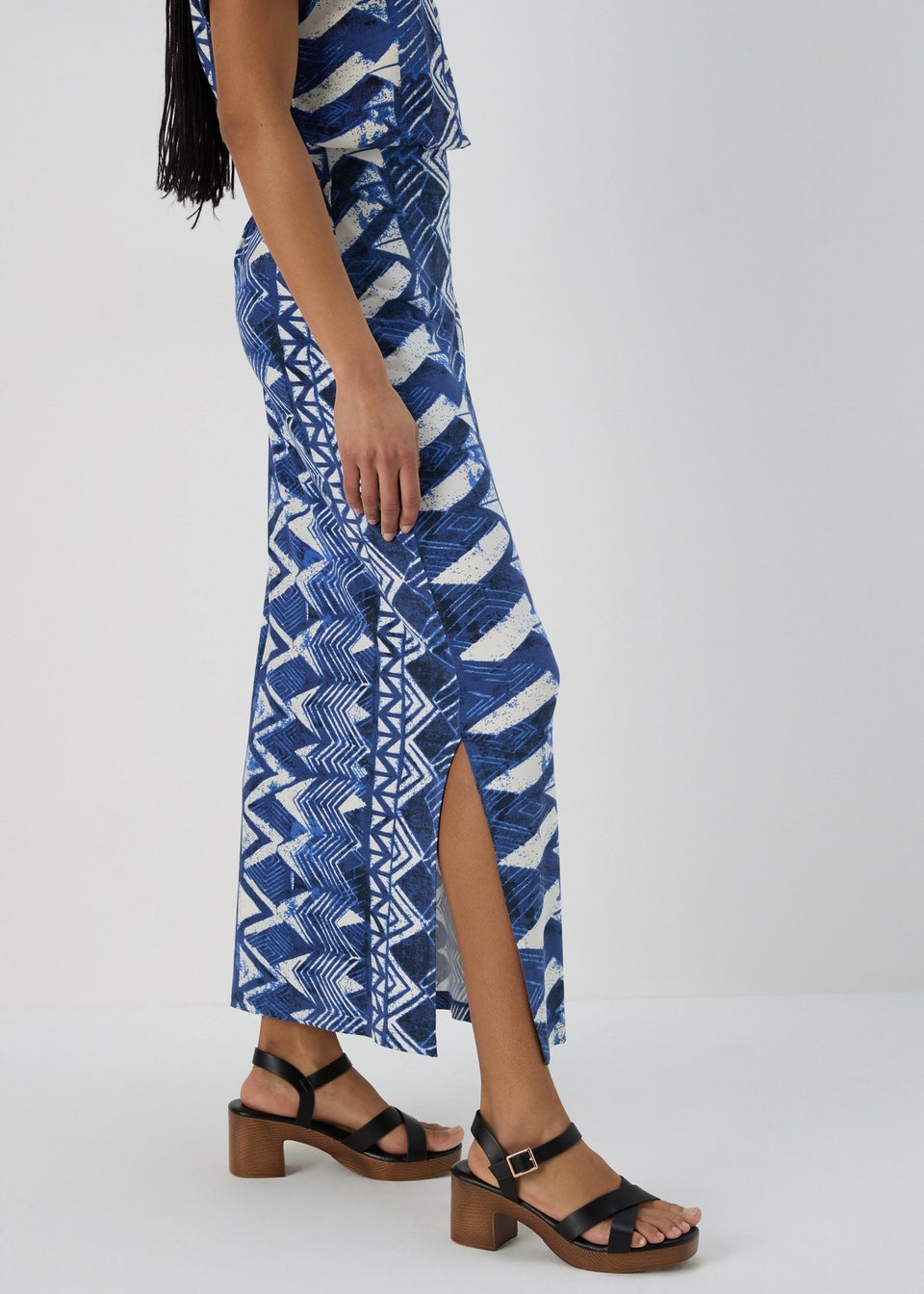 Multicolour Aztec Print Jersey Maxi Skirt