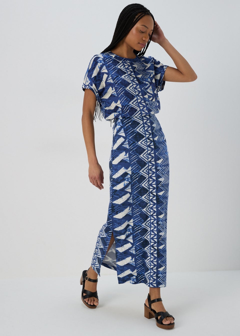 Multicolour Aztec Print Jersey Maxi Dress