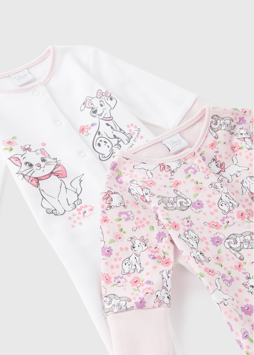 Disney Baby Pink 2 Pack Marie Sleepsuits (Tiny Baby-18mths)