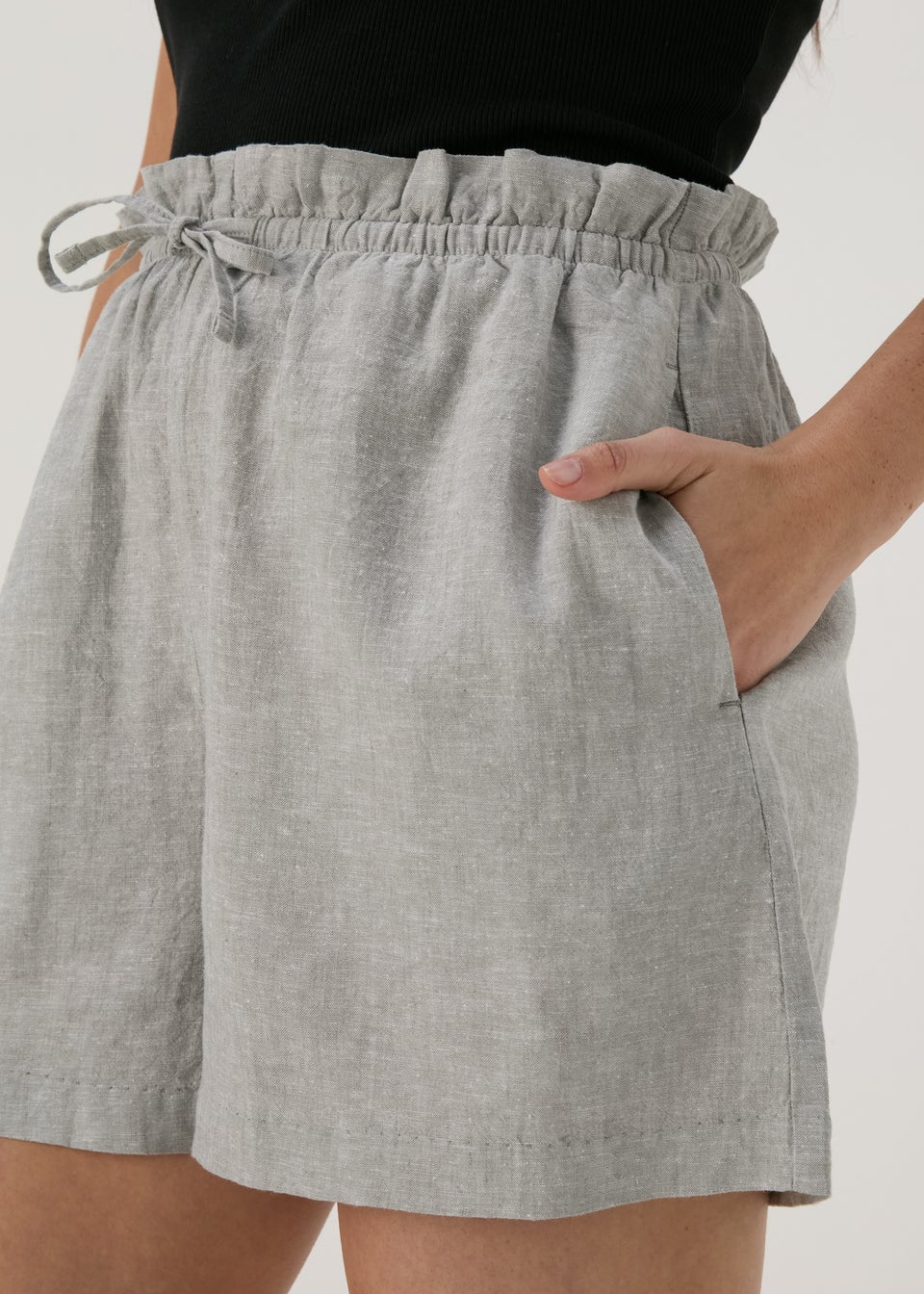 Sage Solid Pull On Linen Shorts
