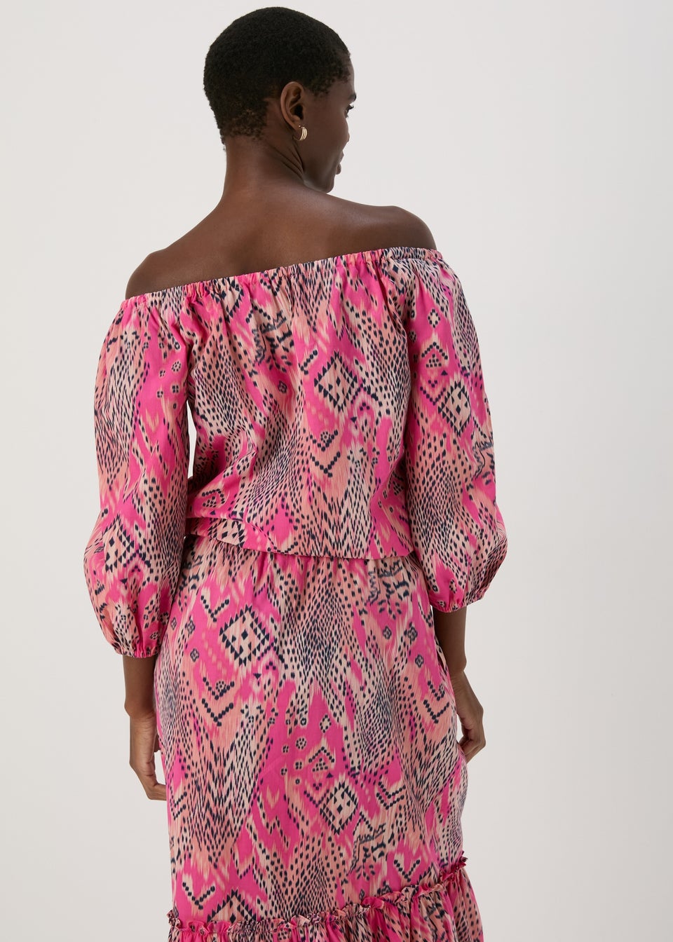 Pink Bardot Aztec Top