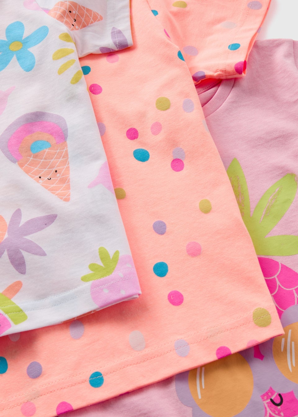 Girls 3 Pack Multicolour Summer Pyjama Sets (9mths-5yrs)