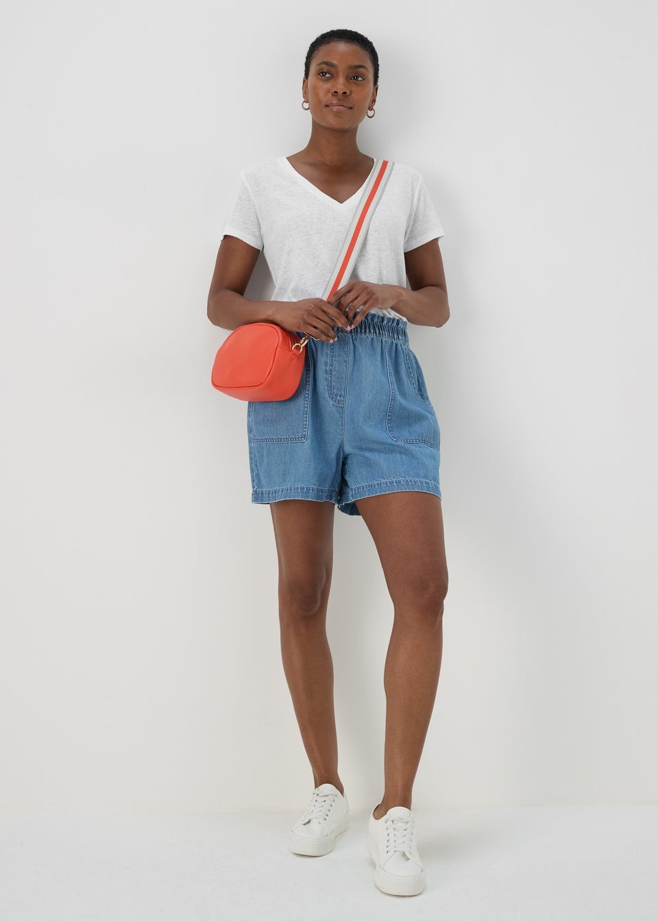 White Plain Print Linen Jersey T-Shirt