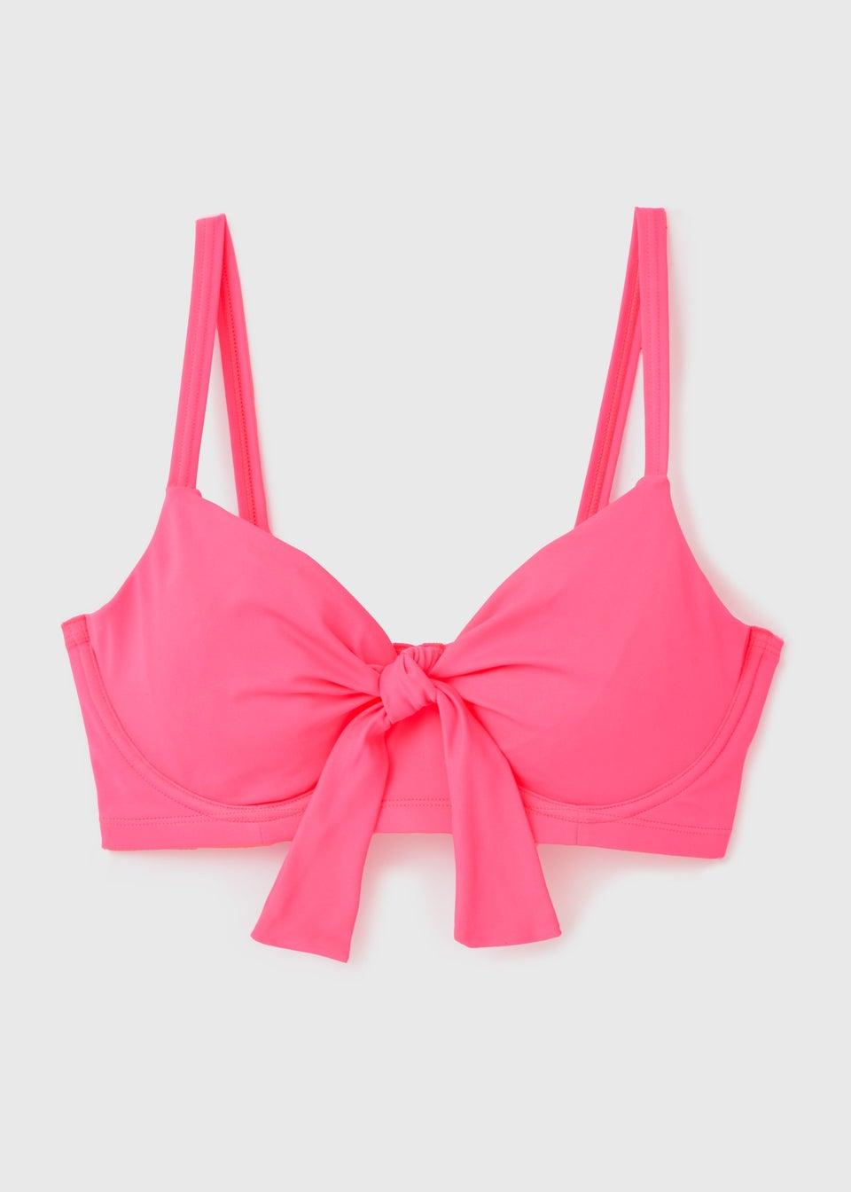 Pink Tie Front Bikini Top