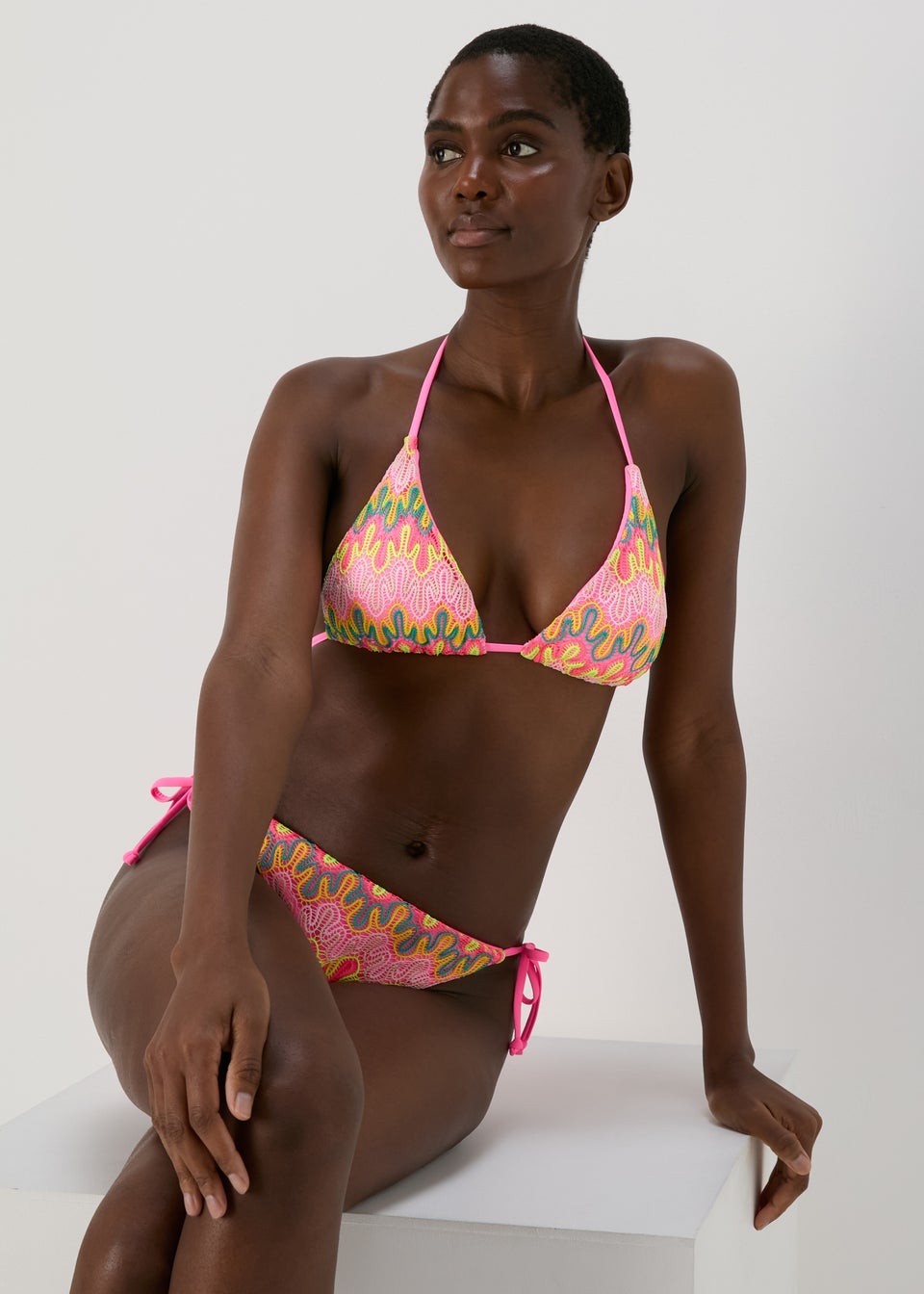 Multicolour Crochet Triangle Bikini Top