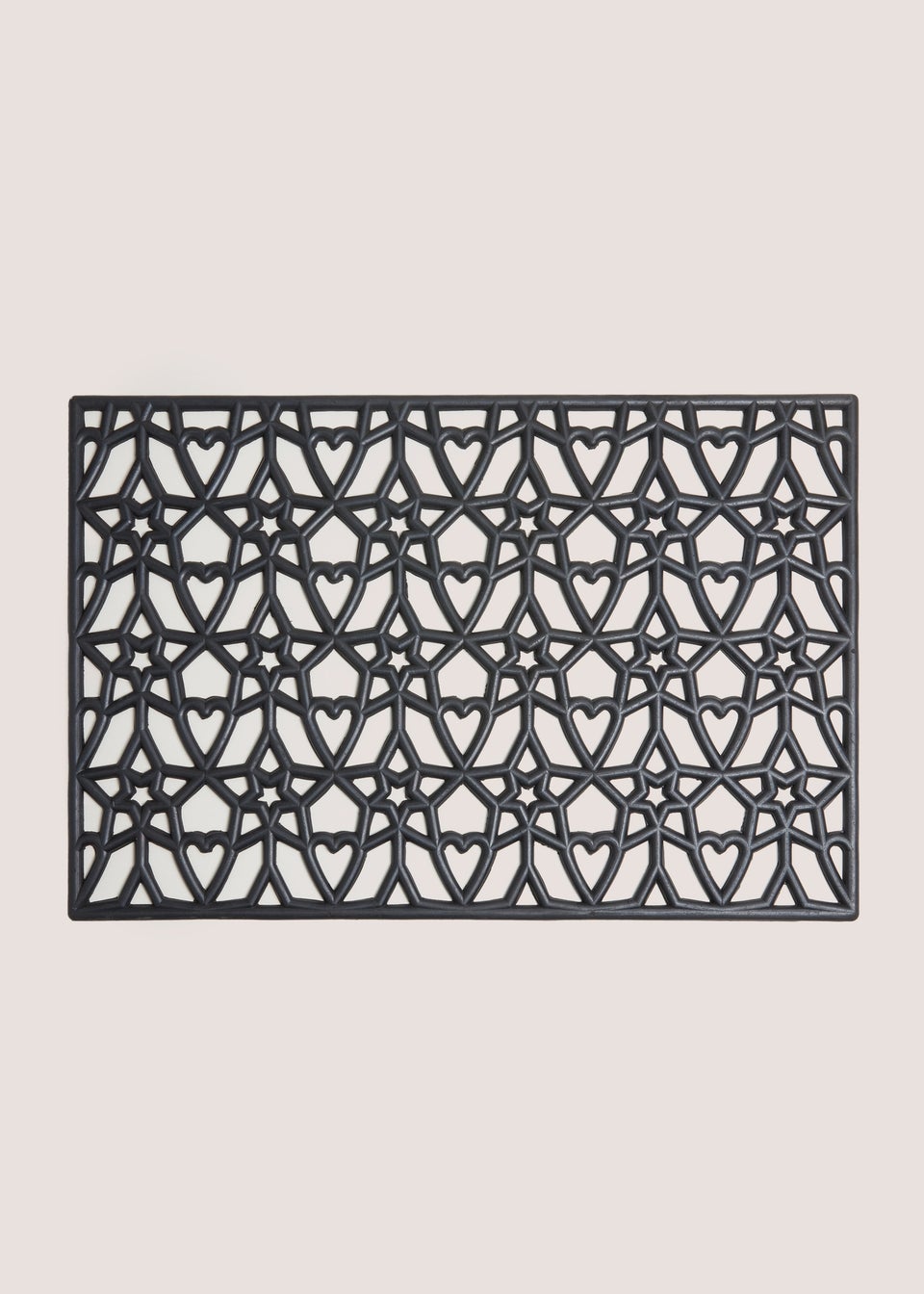 Black Heart & Star Rubber Doormat