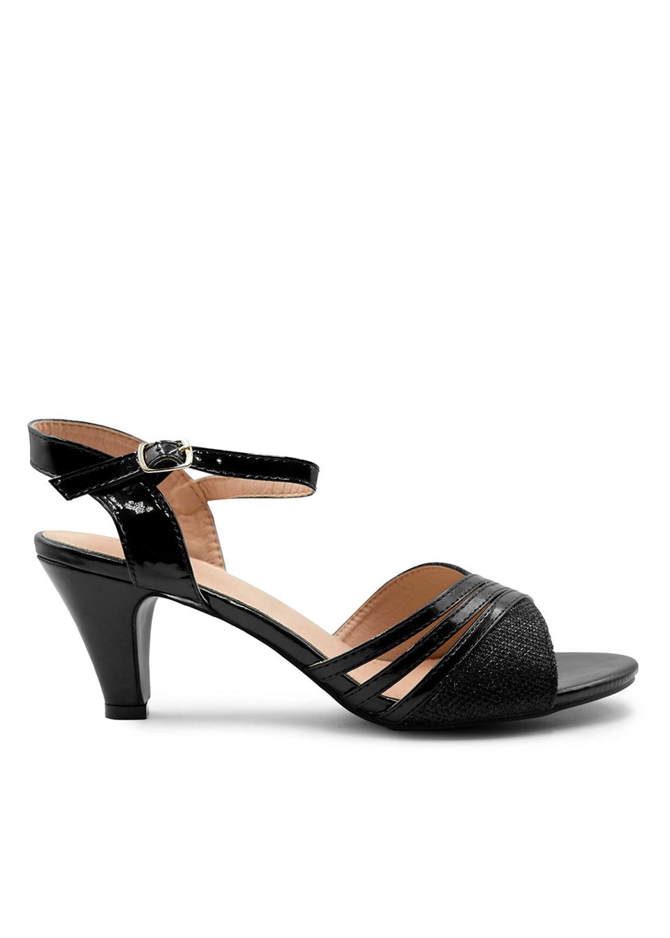 Where's That From Stormi Low Heel Sandals In Black Glitter